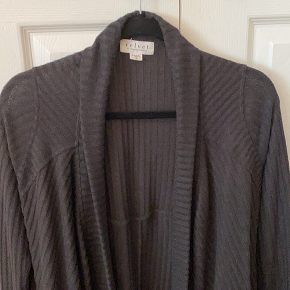 Velvet by Graham & Spencer Cardigan Sweater Wrap Charcoal sz Small - Picture 2 of 8